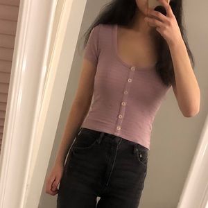 Hollister Purple Button Cropped Top